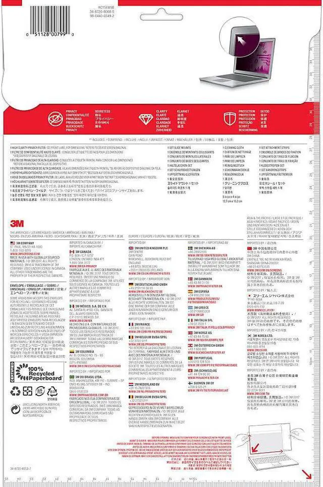 Alt view image 8 of 20 - 3M HC156W9B High Clarity Filter For 15.6 Inch Widescreen Laptop - Notebook Privacy Filter - 15.6 Inch Wide - Black