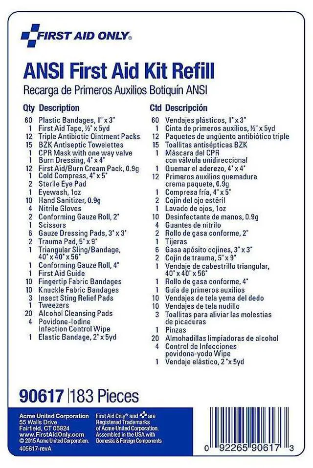 Alt view image 6 of 16 - First Aid Only 50-Person Bulk First Aid Refill - ANSI Compliant - 183 x Piece(s) For 50 x Individual(s) - 1 Each  FAO906