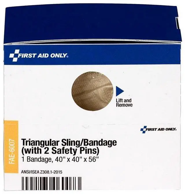 Alt view image 8 of 14 - First Aid Only Triangular Sling/Bandage, 40” x 40” x 56”, 2 Safety Pins/1 Bandage/Box
