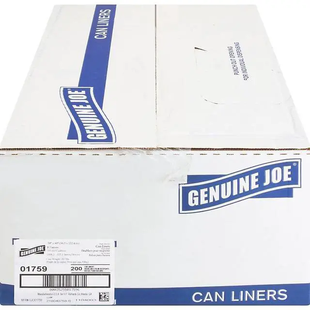 Alt view image 9 of 13 - Genuine Joe High Density Can Liners 55-60 Gal 38"X60" 200/CT CL 01759