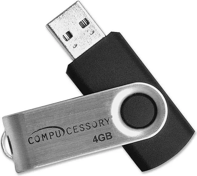 Alt view image 3 of 7 - Compucessory 4GB USB Flash Drive, Black / Aluminum 26464