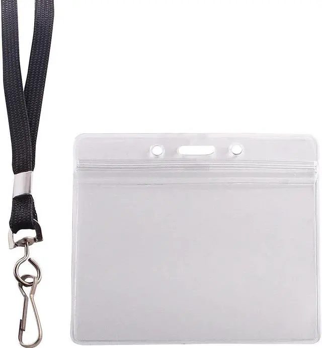 Alt view image 4 of 14 - Advantus ID Holder/Lanyard Combo Pack - Horizontal - Vinyl - 20 / Pack - Black/Clear  AVT91132