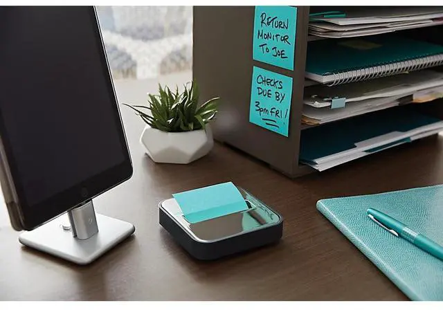 Alt view image 4 of 10 - Post-it; Steel Top Pop-Up Dispenser - 3" x 3" Note - 45 Sheet Note Capacity - Black  MMMSTL330BK