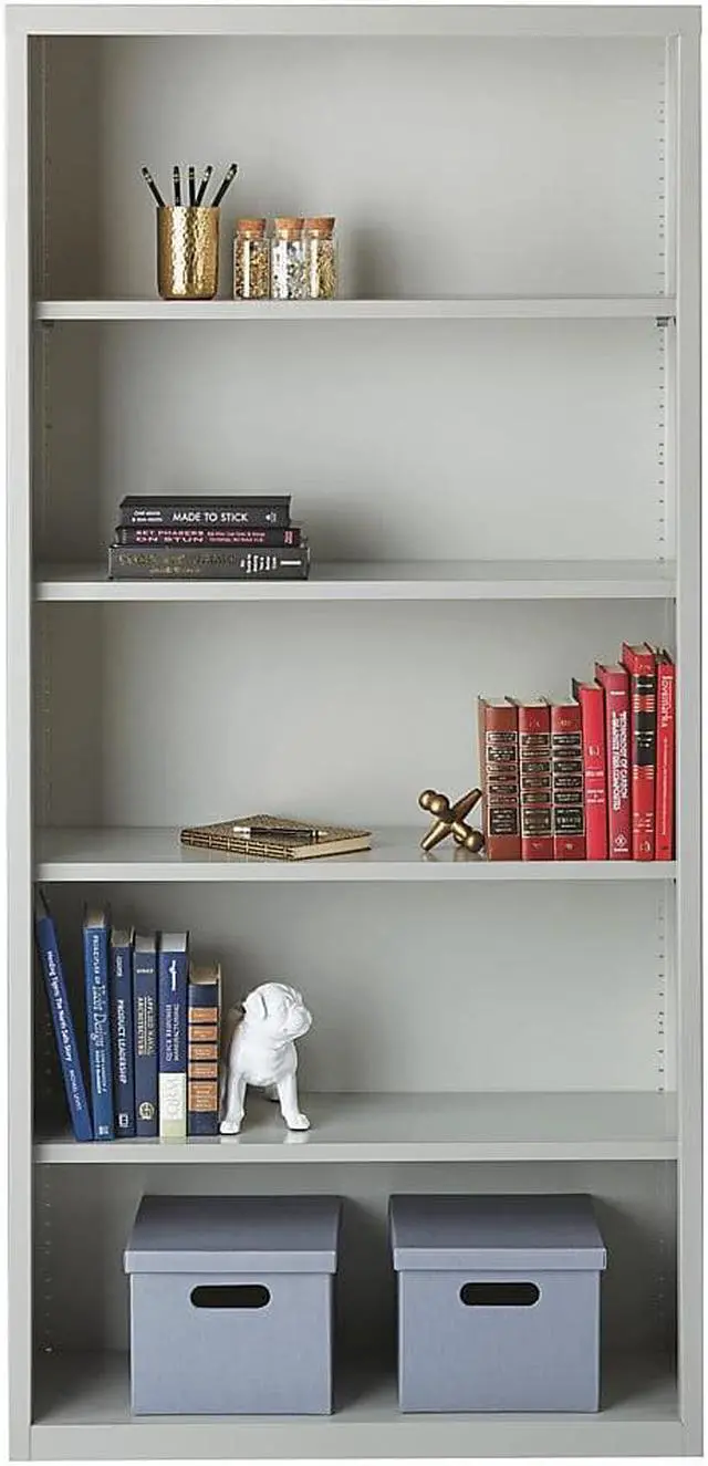 Alt view image 2 of 10 - Lorell Steel Bookcase 2-Shelf 34-1/2"x13"x30" Light Gray 41280