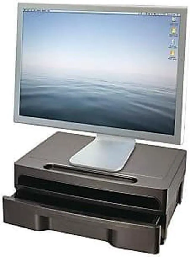 Alt view image 8 of 20 - Officemate Monitor Stand with Drawer 13 1/8 x 9 7/8 x 5 Black 22502