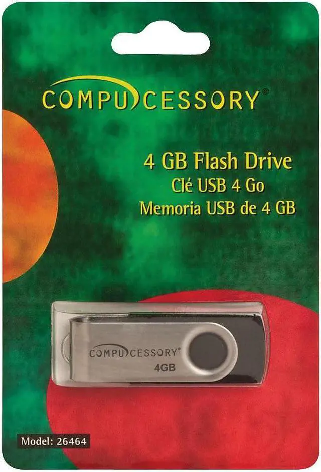 Alt view image 2 of 7 - Compucessory 4GB USB Flash Drive, Black / Aluminum 26464