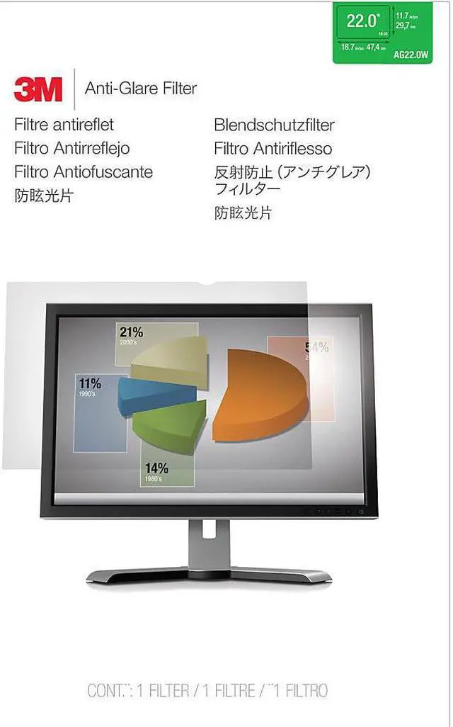 Alt view image 5 of 20 - 3M - OPTICAL SYSTEMS DIVISION AG220W1B ANTI-GLARE FILTER FOR 22IN WS