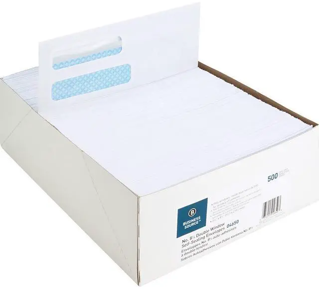 Alt view image 5 of 18 - Business Source Dbl Window Envelopes No. 8-5/8" 3-5/8"x8-5/8" 500/BX WE 04650