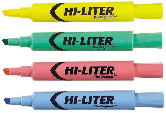 Alt view image 6 of 19 - Avery HI-LITER Desk-Style Highlighter Chisel Tip Assorted Colors 4/Set 17752