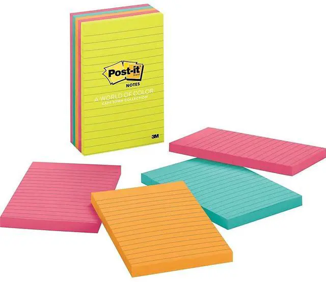 Alt view image 2 of 3 - Post-it Notes 4"x6" 100 SH/PD 5/PK Cape Town 6605AN