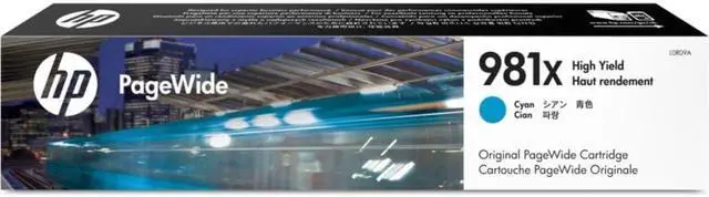 Alt view image 3 of 20 - HP 981X High Yield Cyan Original PageWide Cartridge, ~10,000 pages, L0R09A
