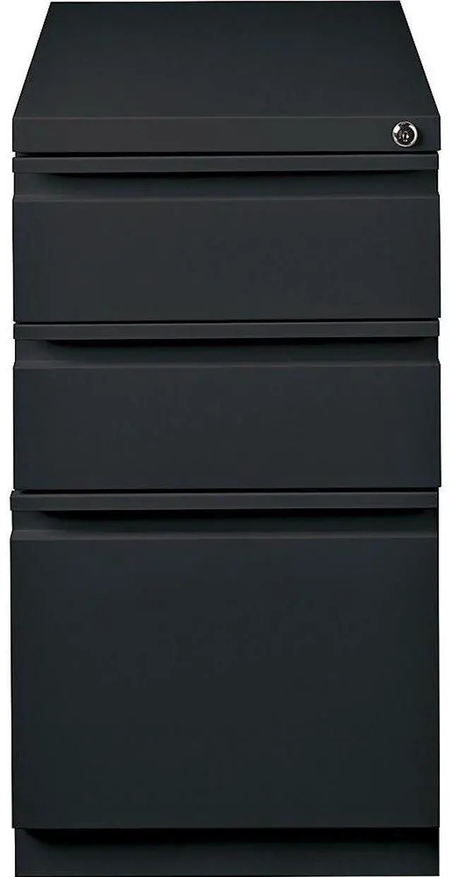 Alt view image 6 of 11 - Lorell Mobile File Pedestal - 15" x 20" x 27.8" - Letter - Ball-bearing Suspension, Recessed Handle, Security Lock - Bla