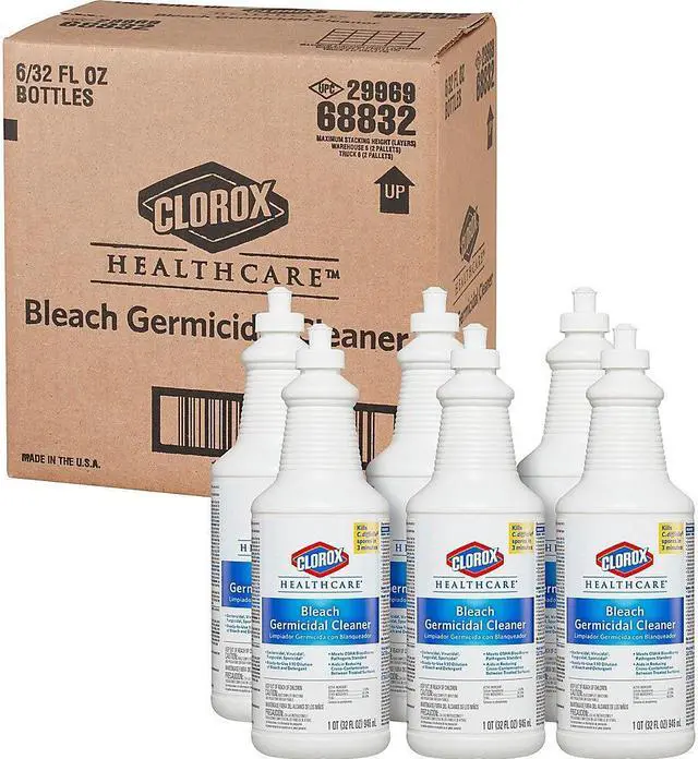 Alt view image 4 of 6 - Clorox Bleach Germicidal Cleaner, 32 oz Pull-Top Bottle, 6/Carton CLO68832CT