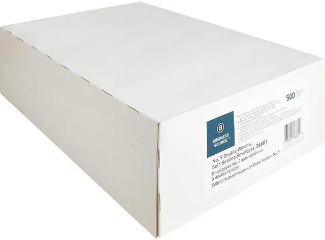 Alt view image 4 of 20 - Business Source Double Window Envelopes No. 9 3-7/8"x8-7/8" 500/BX White 36681