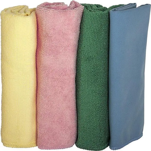 Alt view image 6 of 8 - Genuine Joe Microfiber Cleaning Cloths Lint-free 16"x16" 4/PK Assorted 48261