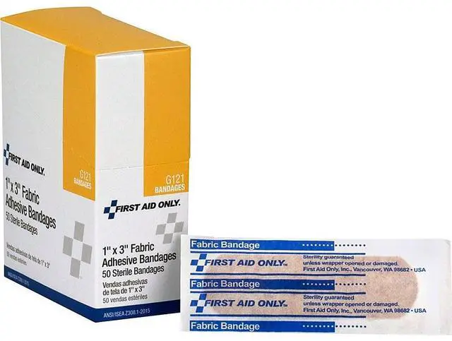 Alt view image 2 of 9 - First Aid Only Fabric Bandages 1" x 3" 50/Box G121