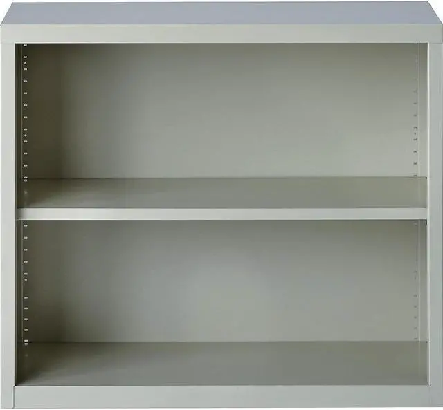 Alt view image 4 of 10 - Lorell Steel Bookcase 2-Shelf 34-1/2"x13"x30" Light Gray 41280