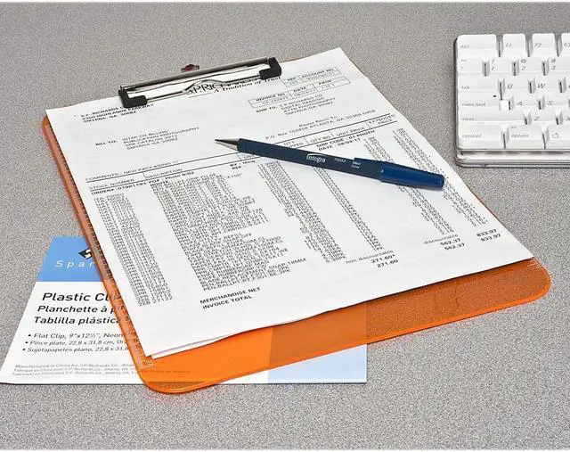 Alt view image 8 of 14 - Business Source Clipboard Plastic w/Flat Clip 9"x12" Smoke 01870