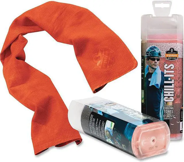 Alt view image 4 of 5 - Ergodyne Evaporative Cooling Towel Orange 12441