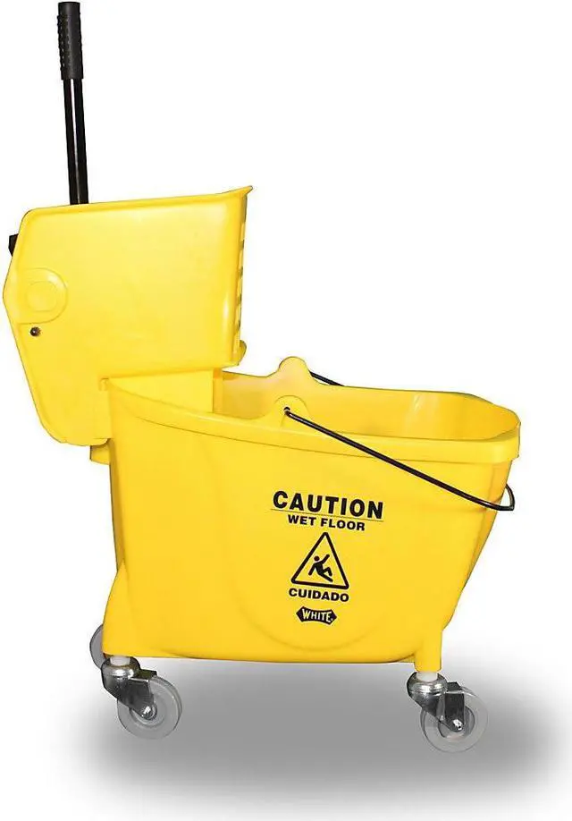Alt view image 2 of 11 - Genuine Joe Bucket/Wringer Combo Sidepress 16"x14"x21" Yellow 02347
