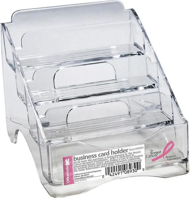 Alt view image 4 of 10 - OIC 4-tier BCA Business Card Holder - 4" x 3.8" x 4" x - Plastic - 1 Each - Clear