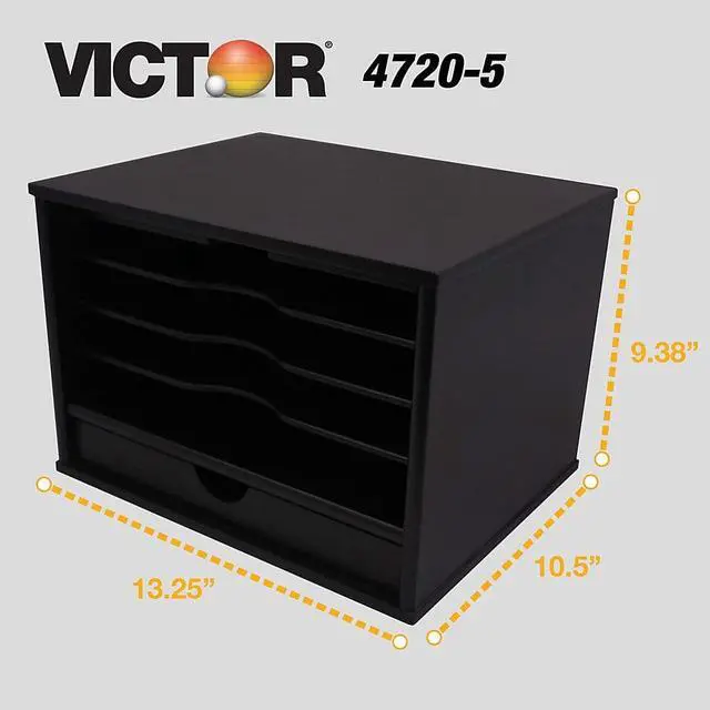 Alt view image 13 of 20 - Victor Wood Desktop Organizer, Midnight Black Collection - by Victor Technology