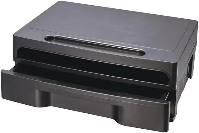 Alt view image 5 of 20 - Officemate Monitor Stand with Drawer 13 1/8 x 9 7/8 x 5 Black 22502