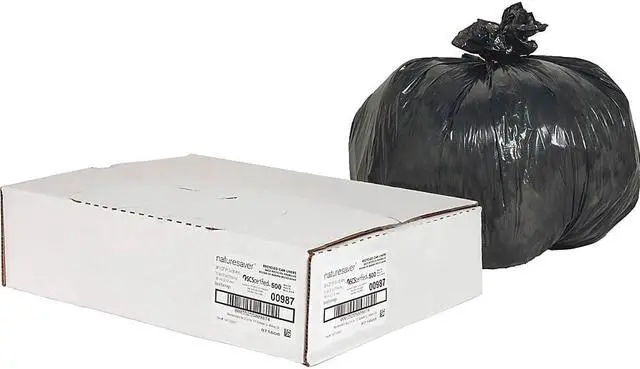 Alt view image 7 of 12 - Nature Saver Trash Can Liners Rcycld 7-10 Gal .65mil 24"x23" 500/BX BK 00987