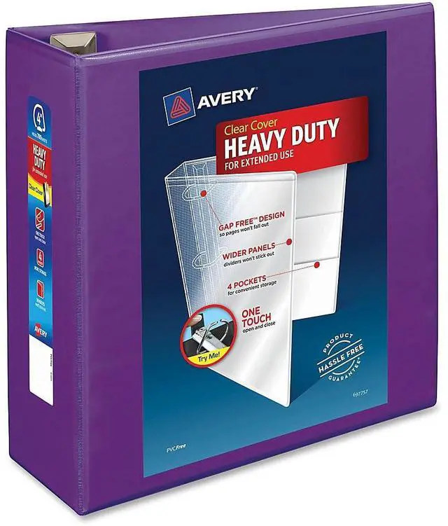 Alt view image 7 of 13 - Avery Heavy-Duty View Binder w/Locking EZD Rings 4" Cap Purple 79813