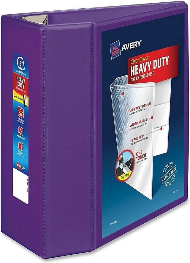 Alt view image 4 of 5 - Avery Heavy-Duty View Binder w/Locking EZD Rings 5" Cap Purple 79816