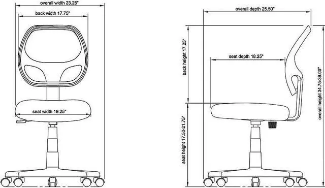 Alt view image 2 of 5 - Multi Task Chair, 23-1/4"x25-1/2"x39", Black