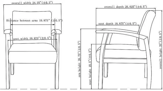 Alt view image 7 of 16 - Lorell Guest Chairs 24"x25"x35-1/2" Charcoal/Espresso frame 68555