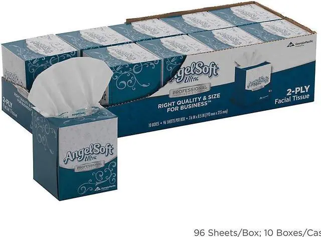 Alt view image 7 of 8 - White Facial Tissue,  10 Pack, 96 Sheets/ Pack  GEORGIA-PACIFIC 4636014