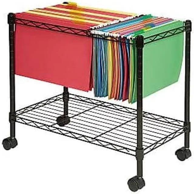 Alt view image 2 of 8 - Lorell Mobile File Cart - 4 Casters - Steel - 12.9" Width x 25.8" Depth x 20.5" Height - Black  LLR45651