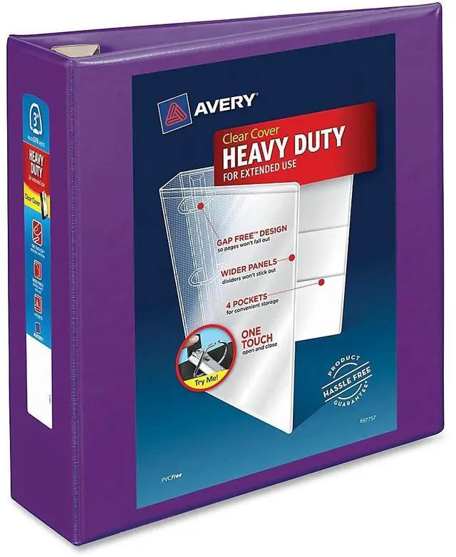 Alt view image 12 of 20 - Avery Heavy-Duty View Binder w/Locking EZD Rings 3" Cap Purple 79810
