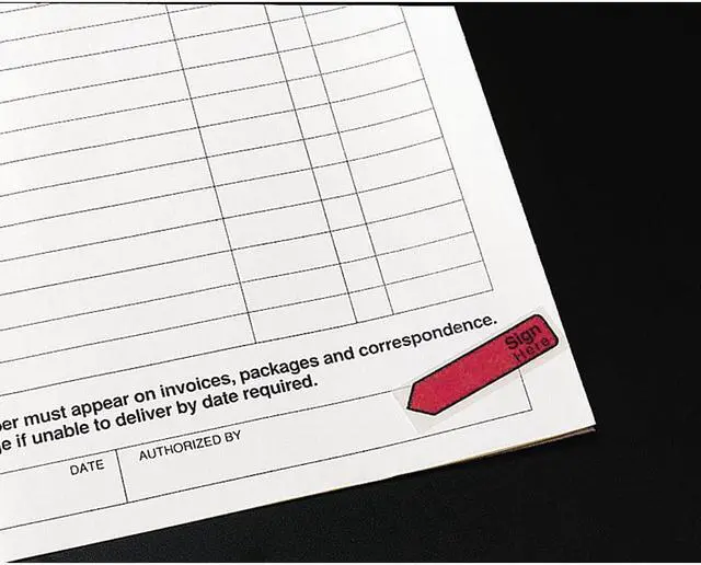 Alt view image 7 of 13 - Post-it Arrow Message 1/2" Page Flags in Dispenser "Sign Here" Red 80/Pack