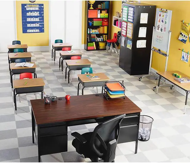 Alt view image 11 of 18 - Lorell Book Box Student Desk - Rectangle Top - 18" Table Top Width x 24" Table Top Depth - 30" Height - Assembly Require
