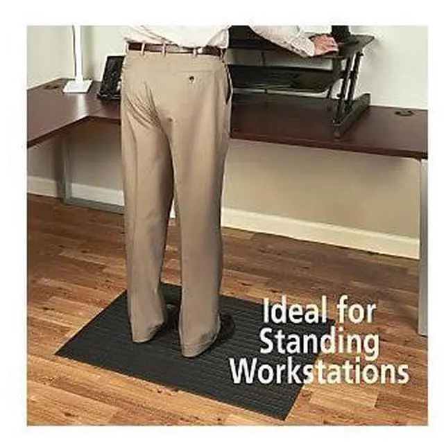 Alt view image 8 of 13 - Genuine Joe Anti-Fatigue Mat Vinyl Foam Beveled Edge 3'x5' Black 53351