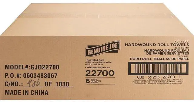 Alt view image 3 of 5 - Genuine Joe Hardwound Roll Towels (6 Rolls)
