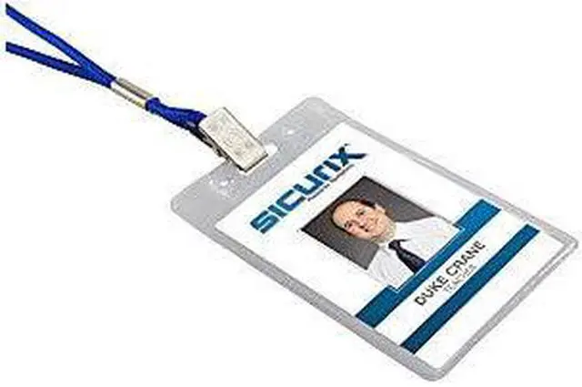 Alt view image 6 of 11 - Baumgartens Vinyl Punched ID Badge Holders - Vertical - 3.5" x 2.5" - Vinyl - 50 / Pack - Clear