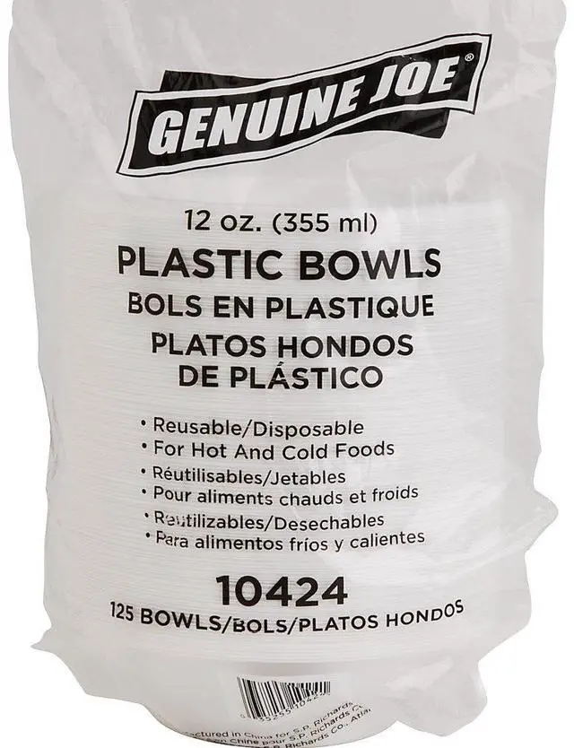 Alt view image 8 of 9 - Plastic Bowls 12oz 125/PK White