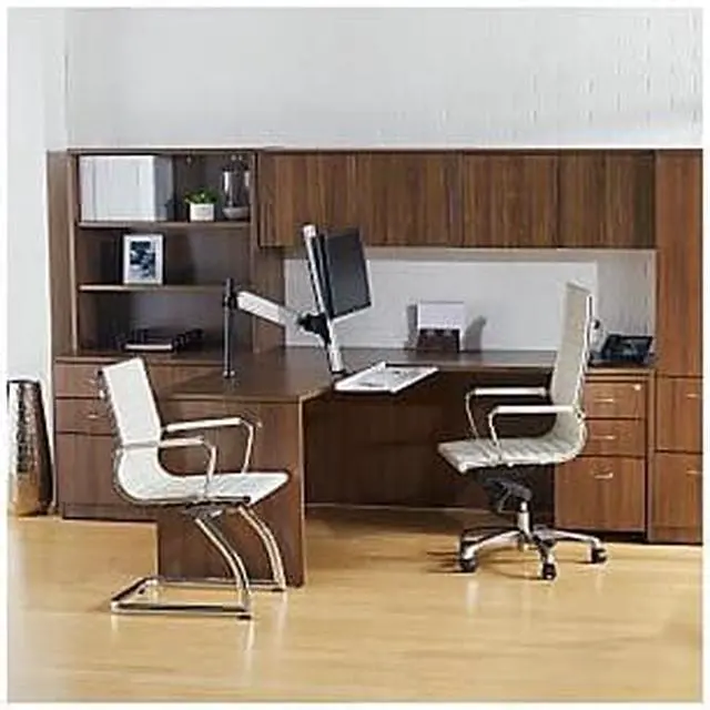 Alt view image 2 of 6 - Lorell Mounting Arm for Monitor, Keyboard, Mouse - Black, Silver - Black, Silver