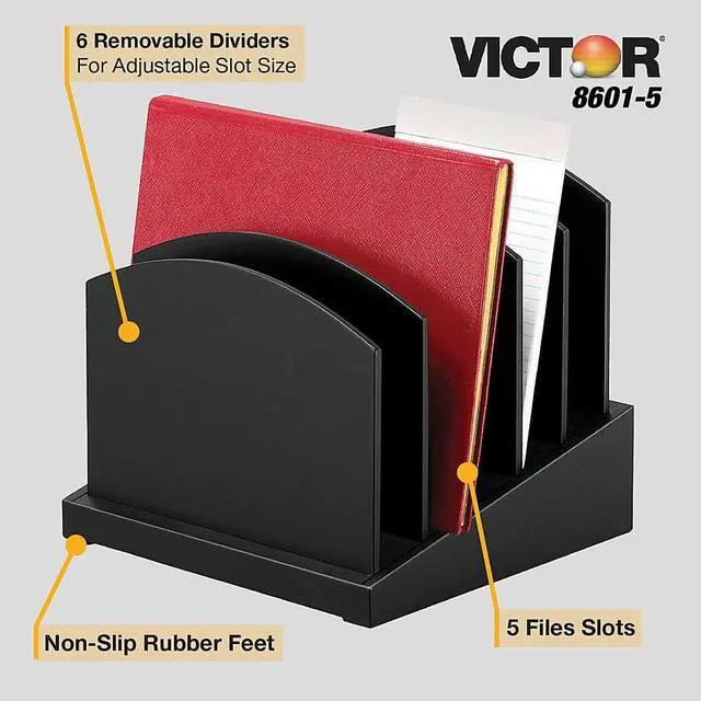 Alt view image 4 of 16 - VICTOR TECHNOLOGY 8601-5 Incline Sorter, Black, Wood, 9 1/2 in W, 9 1/2 in L, 9
