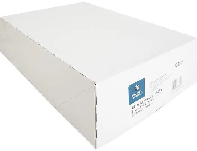 Alt view image 4 of 13 - Business Source Clasp Envelopes 28 lb. 9"x12" 100/BX Brown Kraft 36663