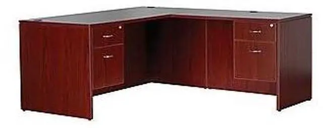 Alt view image 2 of 11 - Lorell Rectangular Return Shell 42"x24"x29-1/2" Mahogany 69388