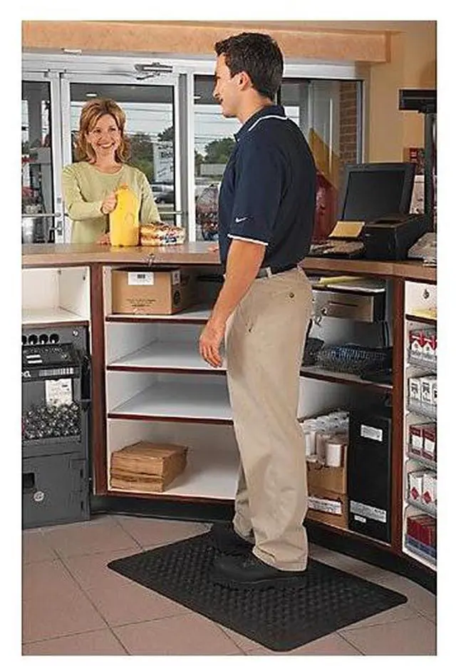 Alt view image 10 of 15 - Genuine Joe Anti Fatigue Mat Rubber Beveled Edge 2'x3' Black 02146