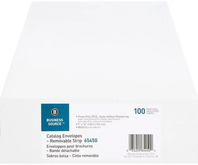Alt view image 4 of 9 - Business Source Catalog Envelopes Self Seal 28lb 9"x12" 100/BX WE Wove 65450