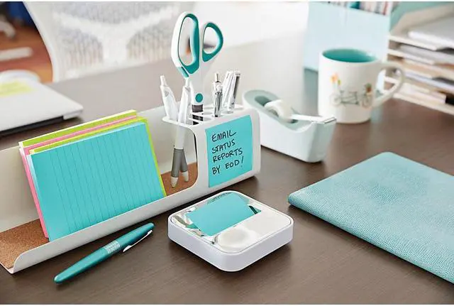 Alt view image 2 of 13 - Post-it® Steel Top Pop-Up Dispenser - 3" x 3" Note - 45 Sheet Note Capacity - White MMMSTL330WH