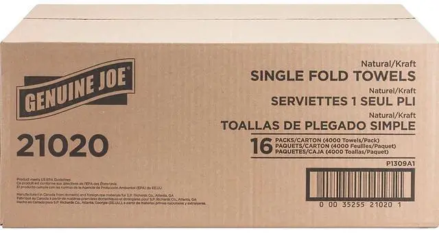 Alt view image 12 of 14 - Genuine Joe Single-Fold Towel 10-1/4"x9-1/10" 250 Sh/PK 16PK/CT NL 21020