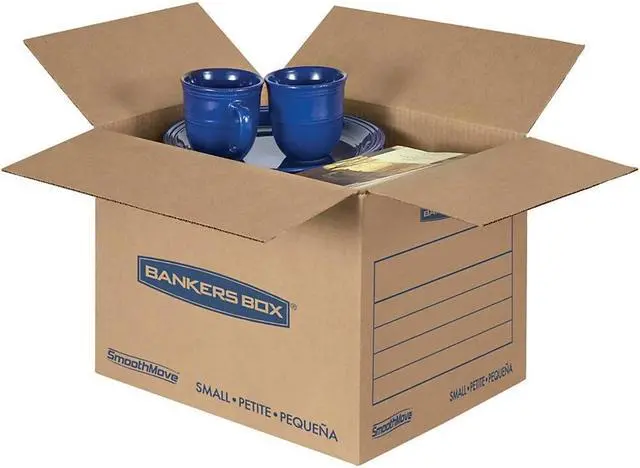 Alt view image 17 of 19 - Fellowes 7713801 Bankers Box SmoothMove Basic Moving Boxes, Small Size, Kraft, Blue, 12"H x 12"W x 16"D - 1 Pack (25 Boxes)